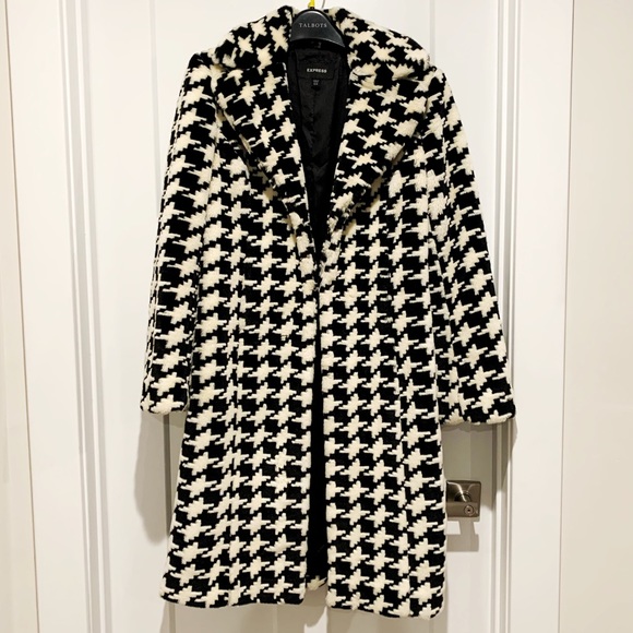 Express Jackets & Blazers - Express faux fur herringbone long coat